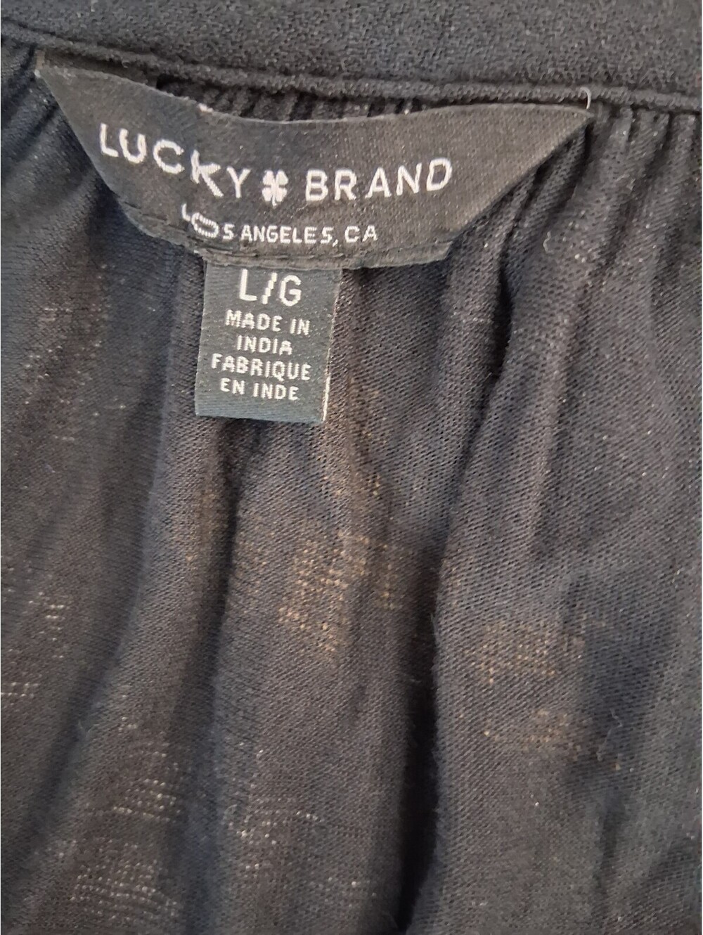 Lucky Brand Women's Black Gray Boho Long Flared Sleeve Embroidered Tunic, Lg. - Picture 7 of 7
